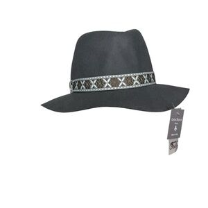 GELSO BIANCO OS 100% Wool Adjustable Fedora Hat Elegant Trim Gray